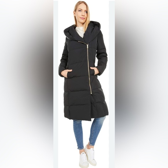 Cole Haan Women's Signature Asymmetrical Collar Convertible Coat hoodie - Picture 1 of 17